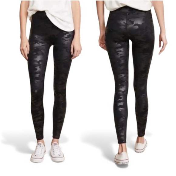 SPANX Pants - Spanx Black Camo High Waisted Leggings Stretch Compression Athleisure Shapewear